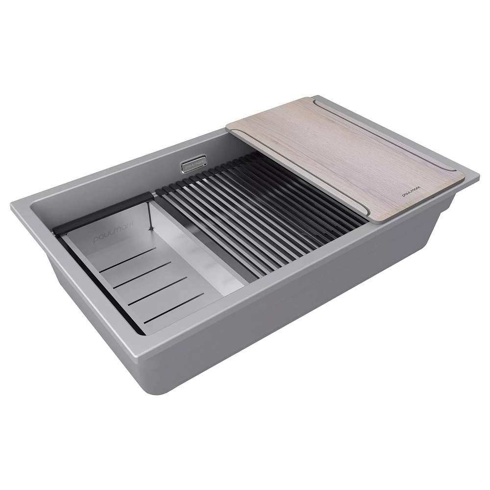 Мойка кухонная Paulmark IT-Granit Lumi-Multi Sink 74 Uni LU-MULTI 74-GRM серый металлик