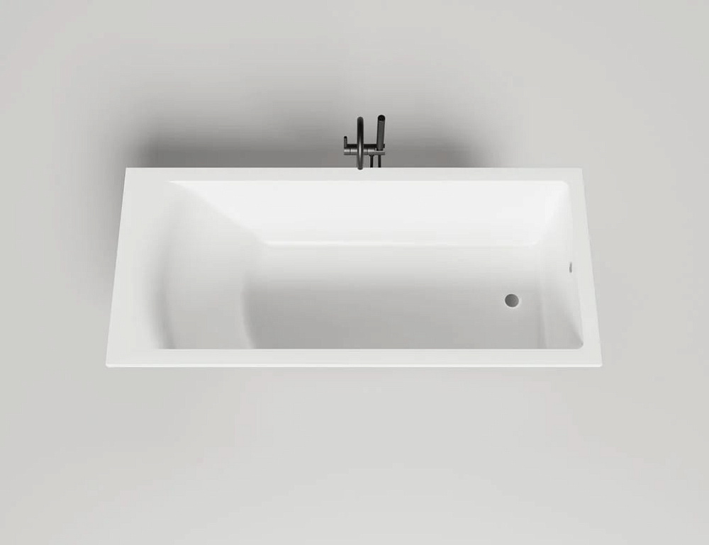 Ванна из искусственного камня Salini Cascata S-Sense 180x80 см, встраиваемая, матовая белая, на ножк