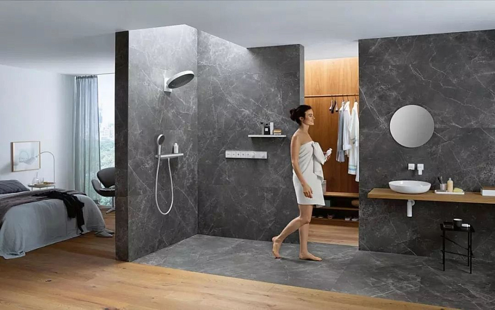 Термостатический смеситель встраиваемый Hansgrohe RainSelect 15382700, для душа, белый матовый
