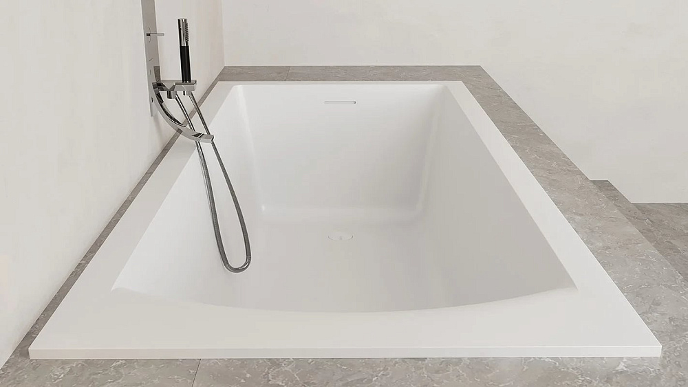 Ванна из искусственного камня Salini Cascata Kit S-Stone 180x80 см, встраиваемая, матовая белая, на 