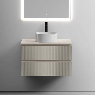 Тумба с раковиной Sancos Snob T 80 см, beige soft, столешница бежевая, раковина CN6032