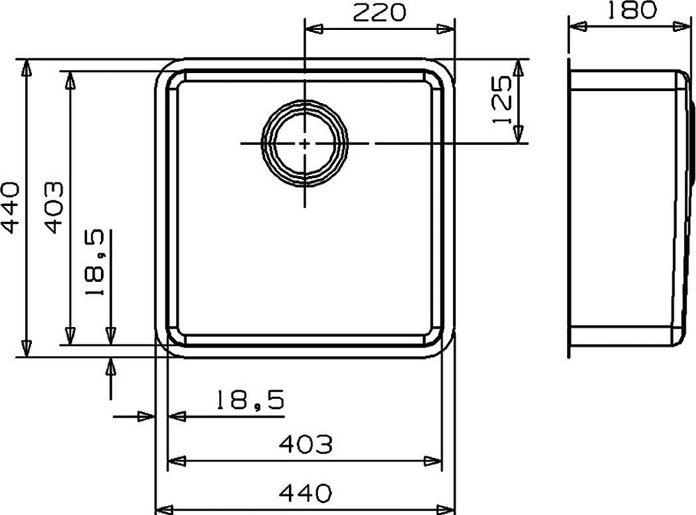 Мойка кухонная Reginox Ohio Cuadrat LUX OKG L 40x40 сталь