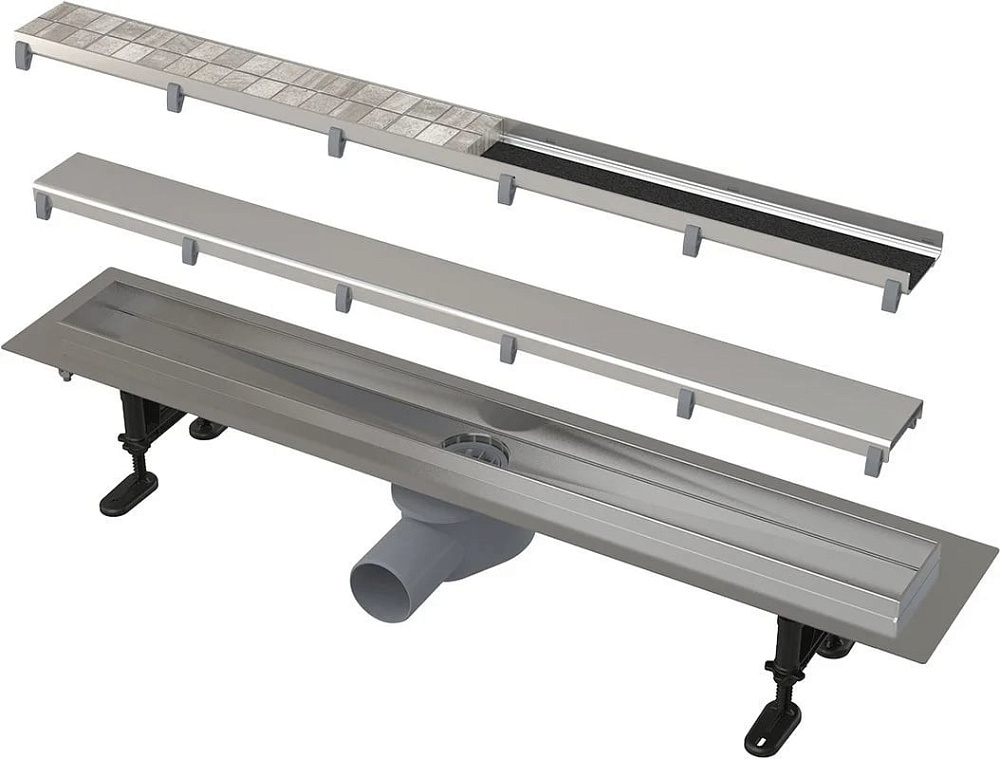 Душевой трап (лоток) AlcaPlast APZ13-DOUBLE9-950 с решеткой и опорами, 95 см