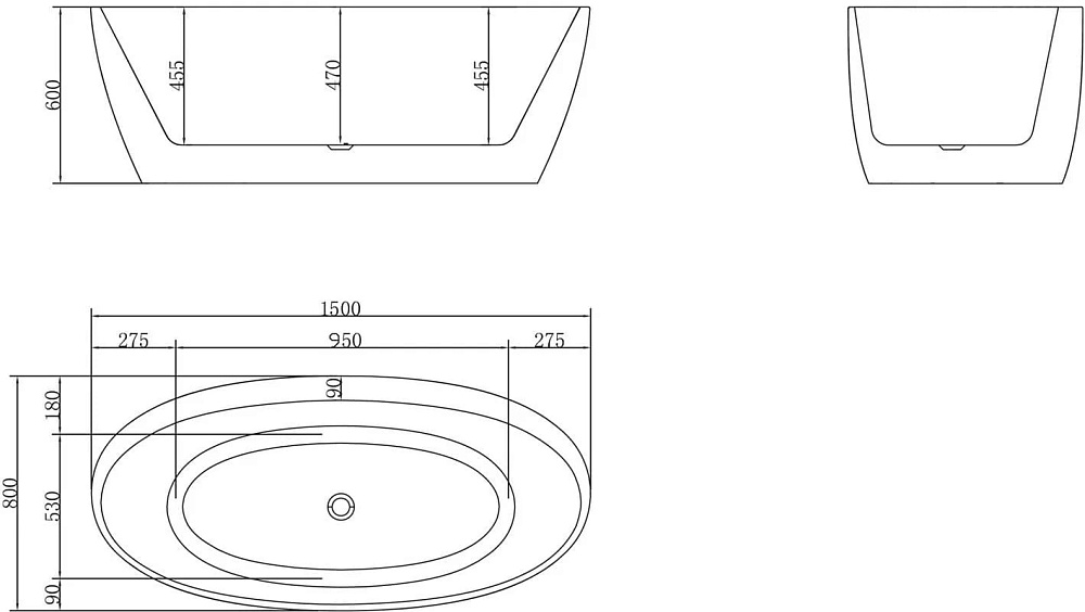 Акриловая ванна BelBagno 150x80 см, BB404-1500-800