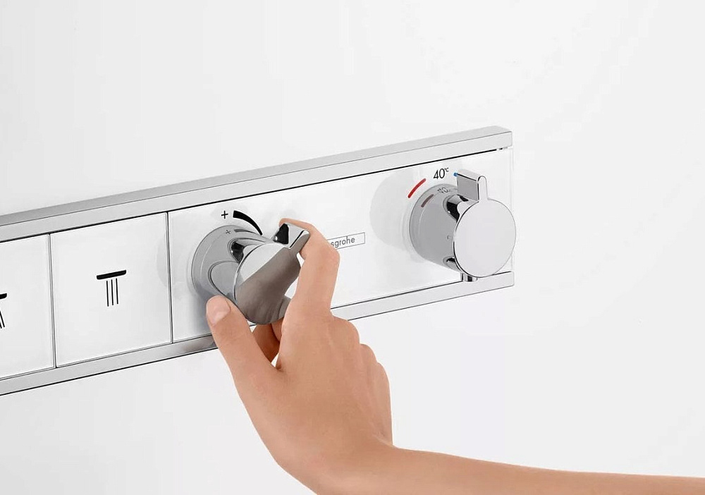 Термостатический смеситель встраиваемый Hansgrohe RainSelect 15355400, для душа, матовый белый, хром