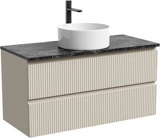 Тумба с раковиной Sancos Snob T 100 см, beige soft, столешница черный мрамор, раковина CN6032
