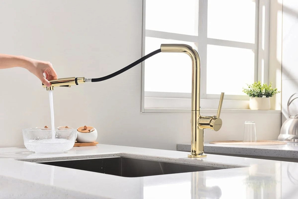 Смеситель для кухни Paulmark Neo Ne214419-G, золото