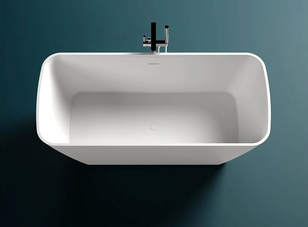 Ванна из искусственного камня Salini Agata S-Sense 180x80 см, отдельностоящая, белая, со сливом-пере