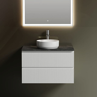 Тумба с раковиной Sancos Snob T 80 см, bianco, столешница черный мрамор, раковина CN6005
