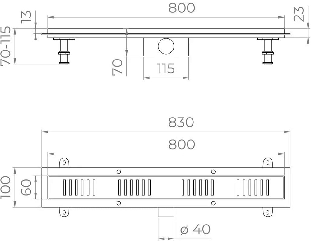 Душевой трап (лоток) RGW SDR-34 хром, 80 см