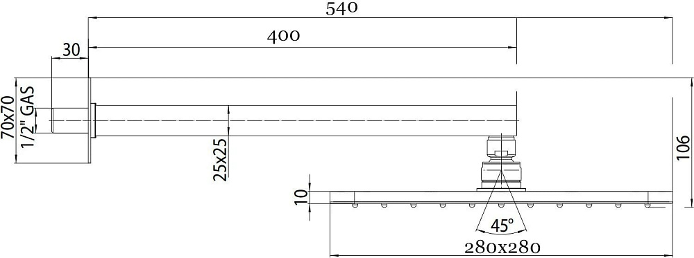 Верхний душ Bossini Cosmo H69598I.073 черный матовый