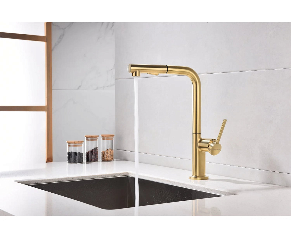 Смеситель для кухни Paulmark Neo Ne214419-LG, светлое золото