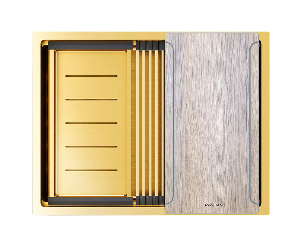 Мойка кухонная Paulmark Next-Multi Sink 58 UNI PM785845-BG брашированное золото