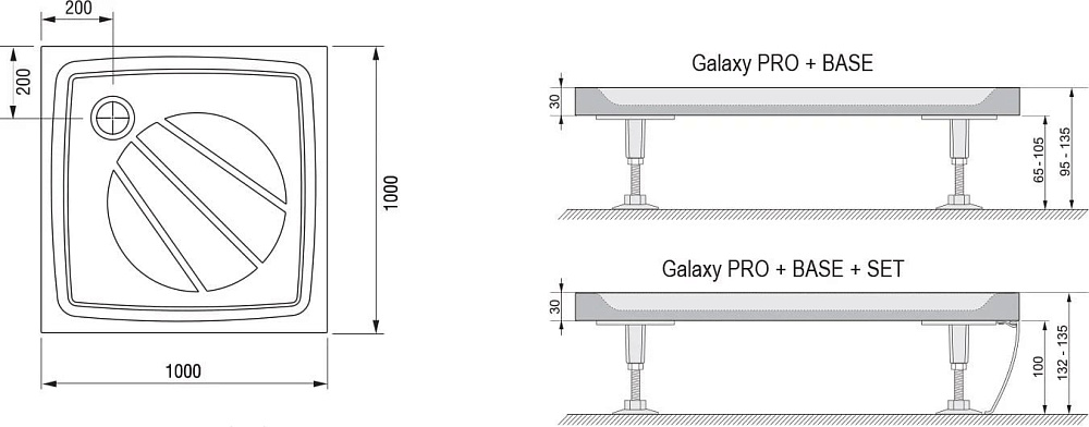 Поддон для душа Ravak Galaxy Pro Perseus Pro-100 с сифоном