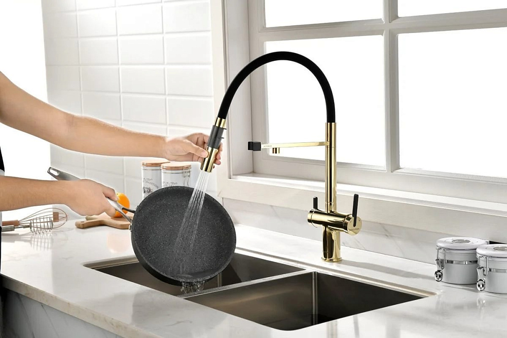 Смеситель для кухни Paulmark Gravity Gr213888-G, золото