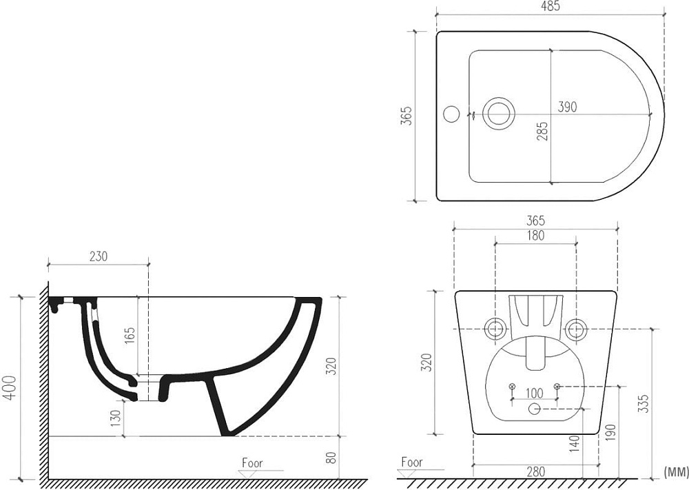 Биде подвесное Art&Max Ovale AM011BH