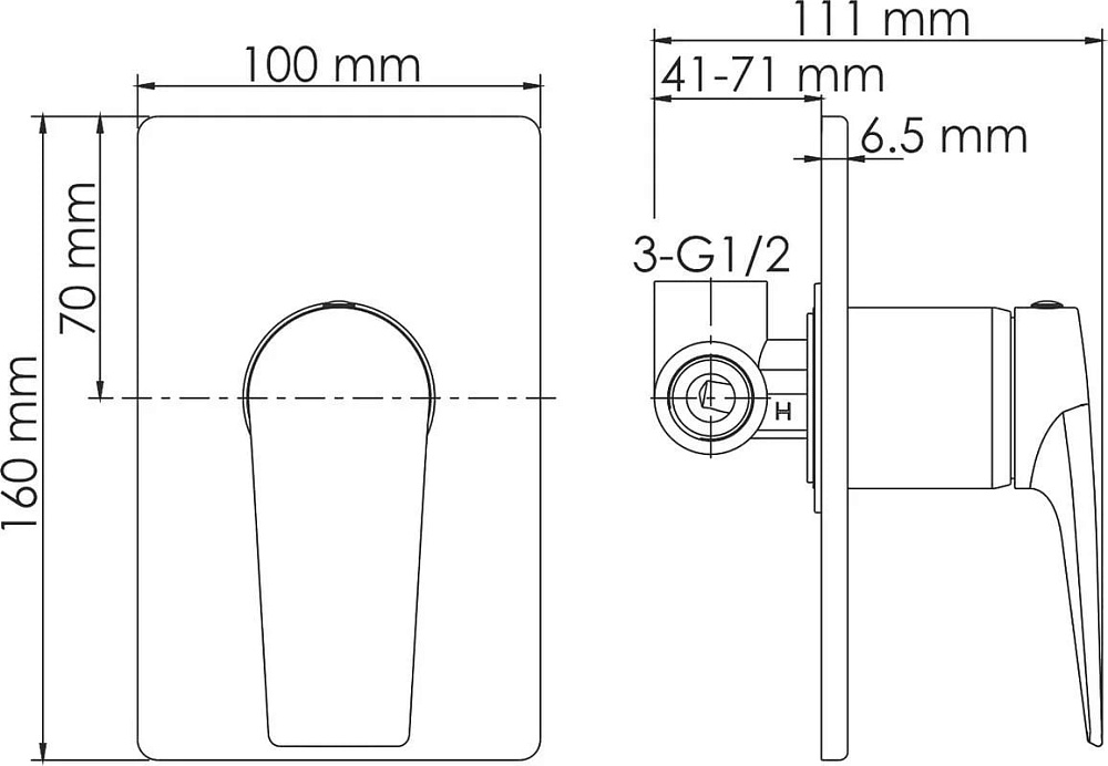 Душевой комплект Wasserkraft Glan A66181 С ВНУТРЕННЕЙ ЧАСТЬЮ, черный