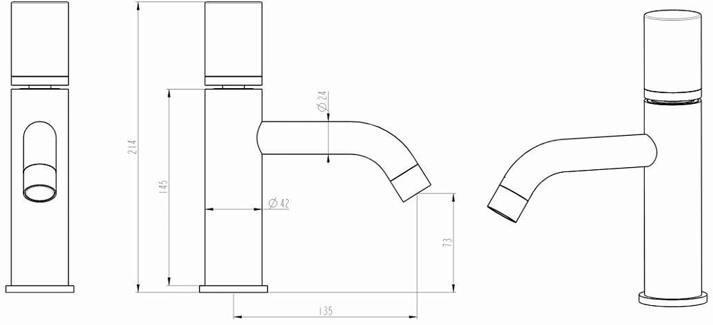 Смеситель для раковины Boheme Stick 121-G-MR-B золотой, мрамор черный