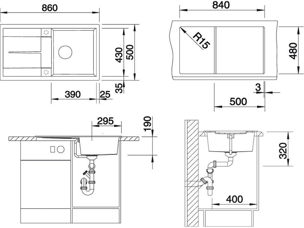 Мойка кухонная Blanco Metra 5S 513044 антрацит