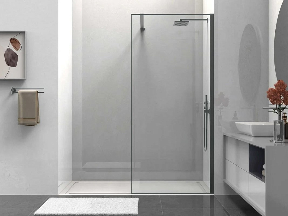 Душевая перегородка Walk-In VSW-1HS900CLGM, 900*2000, вороненая сталь, стекло прозрачное