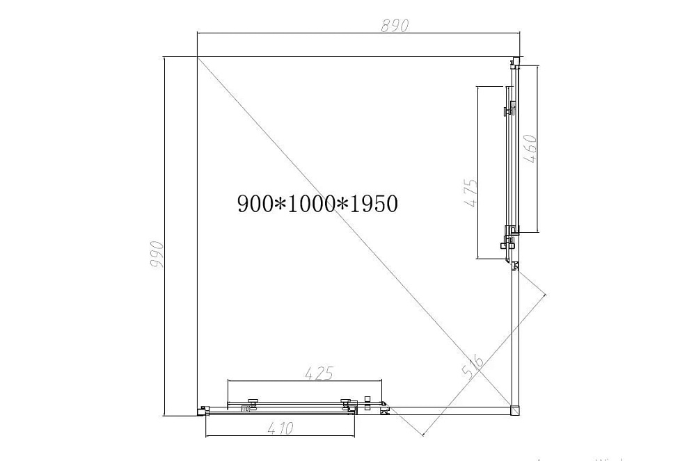 Душевой уголок Vincea Slim-N VSS-4SN9010CLG 100х90, профиль брашированное золото, стекло прозрачное