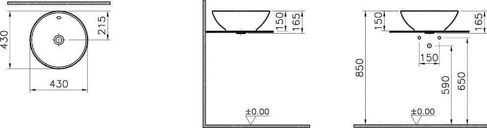 Накладная раковина VitrA Options 4324B083-0012 черная