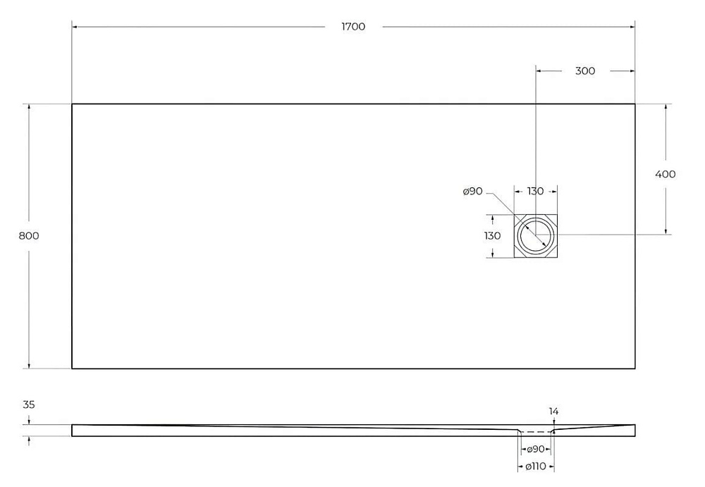 Поддон для душа BelBagno Uno TRAY-MR-UNO-AH-170/80-35-W-BO 170х80, белый, с сифоном