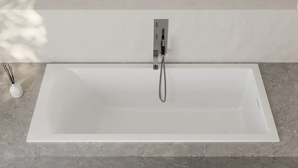 Ванна из искусственного камня Salini Cascata Kit S-Stone 180x80 см, встраиваемая, матовая белая, на 