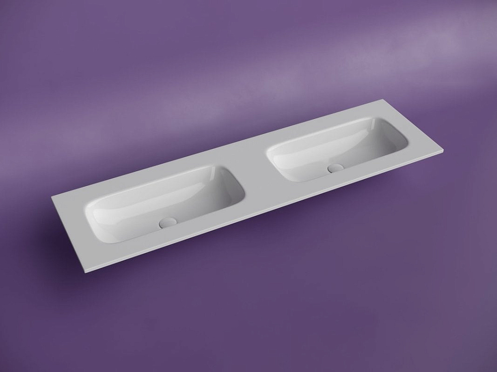 Мебельная раковина Ceramicanova Grace прямоугольная 161см с двумя чашами без отверстий под смеситель