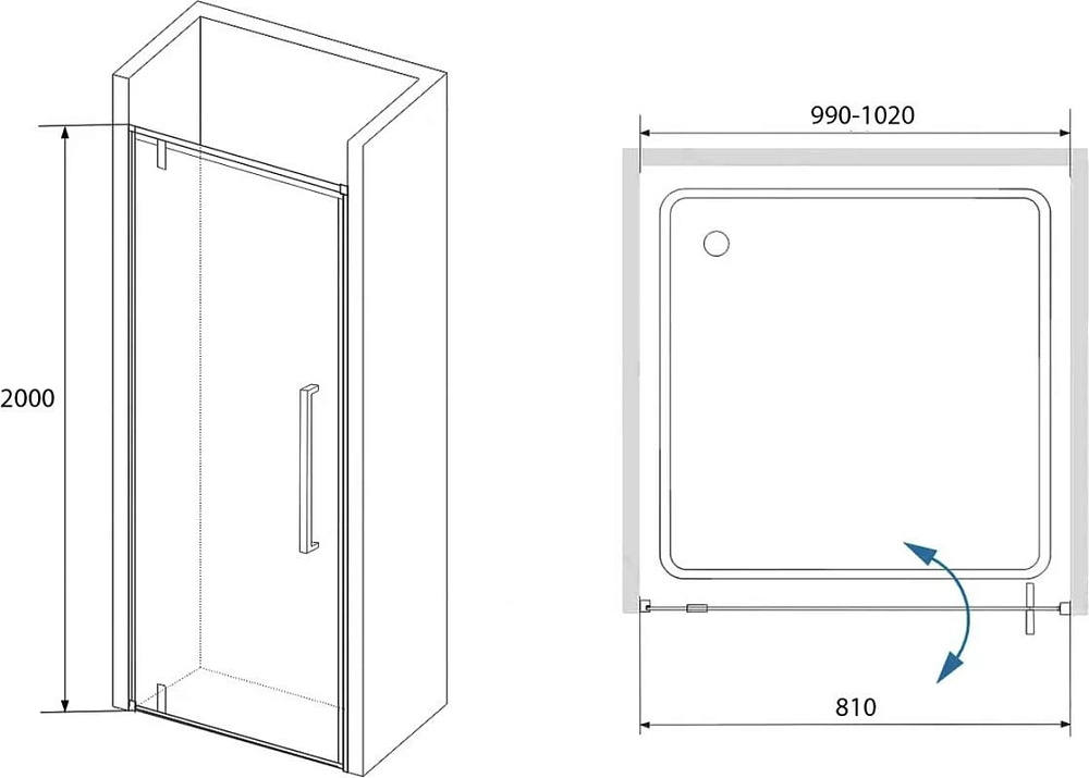Душевой уголок RGW Stilvoll SV-02+100 см (99-102)x100x200 профиль хром, стекло прозрачное