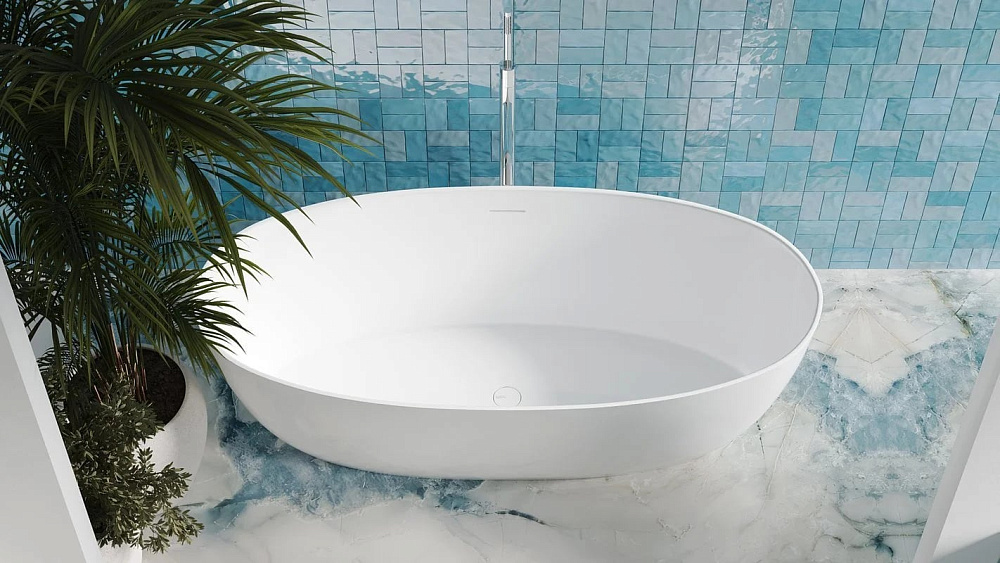 Ванна из искусственного камня Salini Alda S-Sense 170x80 см, отдельностоящая, белая, овальная, со сл