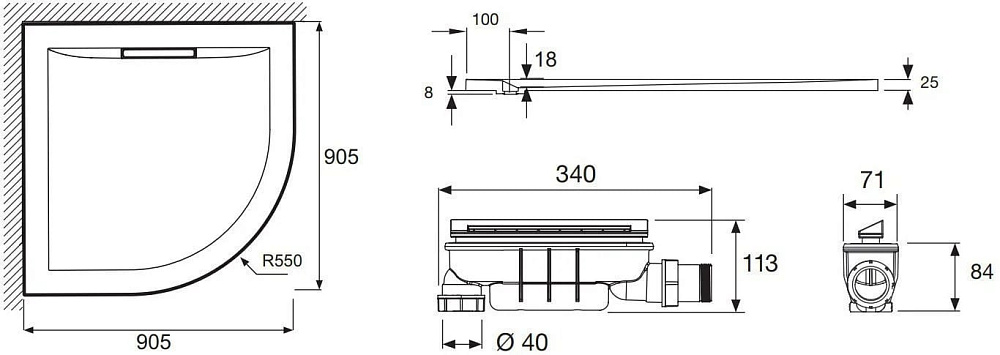 Поддон для душа Jacob Delafon Flight Pure E62323-00 90х90