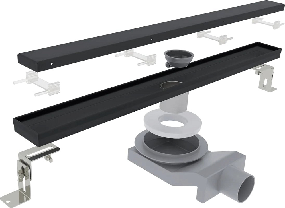 Душевой трап (лоток) Plumberia Selection PSL Linear 80 см, черный матовый