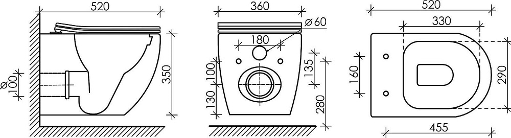 Унитаз подвесной Ceramicanova Mia Rimless CN1805