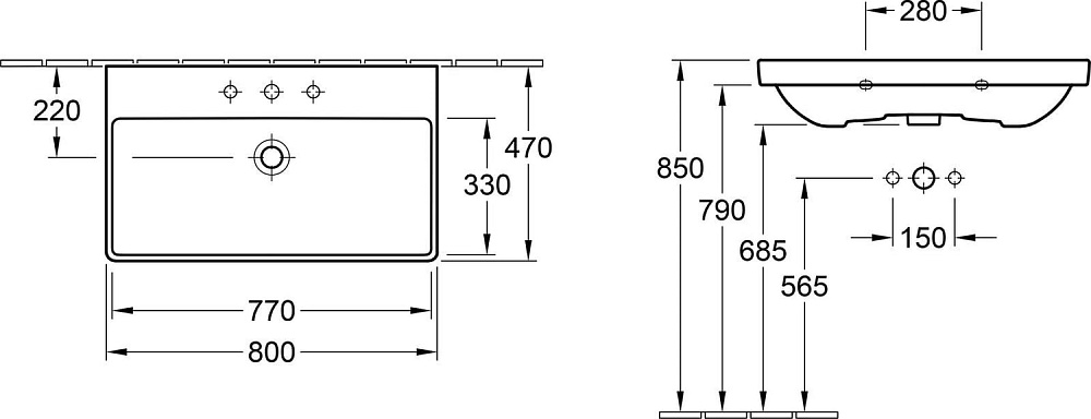 Мебельная раковина Villeroy & Boch Avento 41568001 альпийский белый