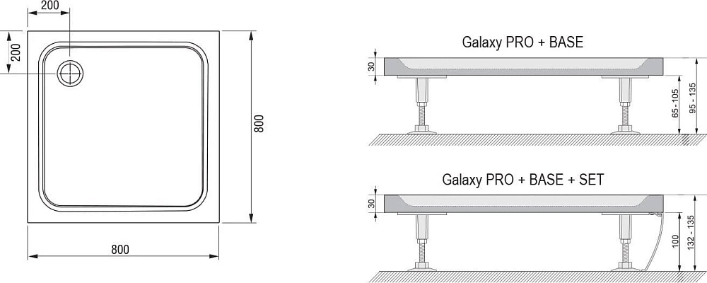 Поддон для душа Ravak Galaxy Pro Chrome Perseus Pro-80