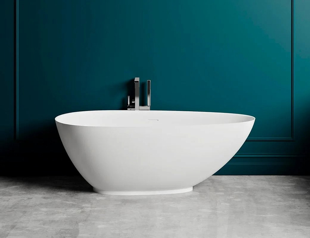 Ванна из искусственного камня Salini Paola S-Sense 160x75 см, отдельностоящая, белая, овальная, со с