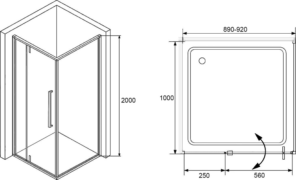 Душевой уголок RGW Stilvoll SV-03+100 см (89-92)x100x200 профиль хром, стекло прозрачное