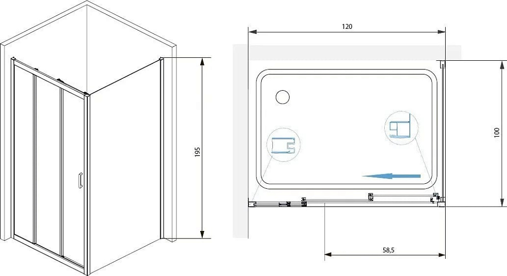 Душевой уголок RGW Passage PA-73 120x100x195 прозрачный