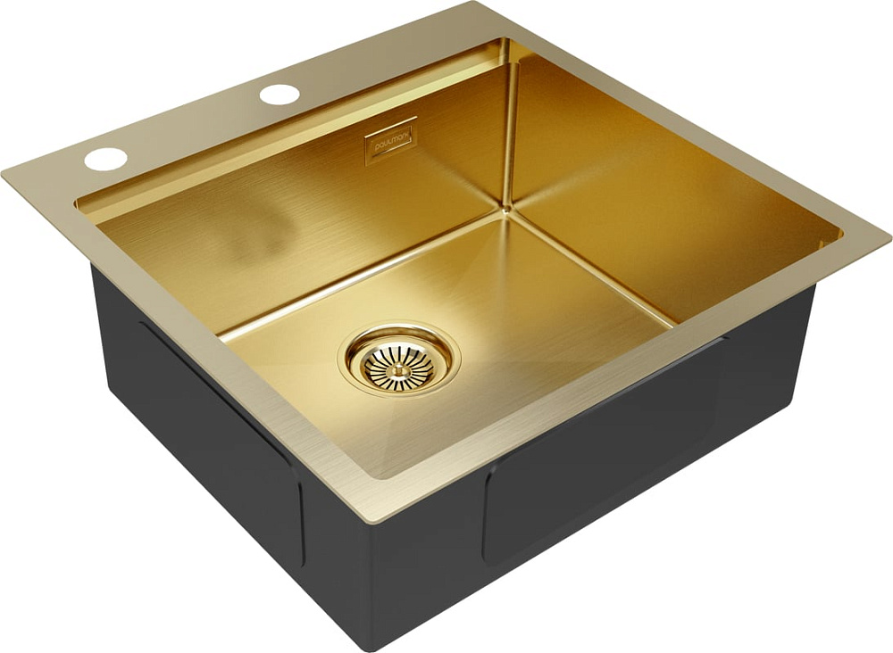 Мойка кухонная Paulmark Kroner + Pro PM705151-BG+R405-BG брашированное золото