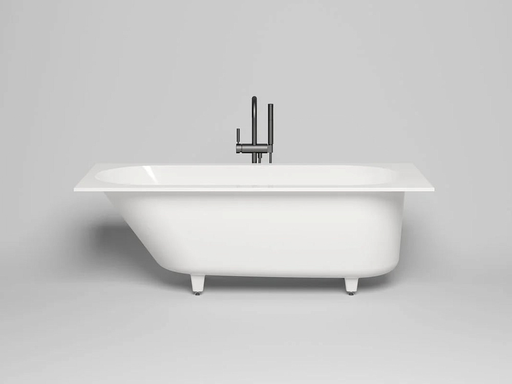 Ванна из искусственного камня Salini Ornella S-Sense 170x70 см, встраиваемая, матовая белая, на ножк
