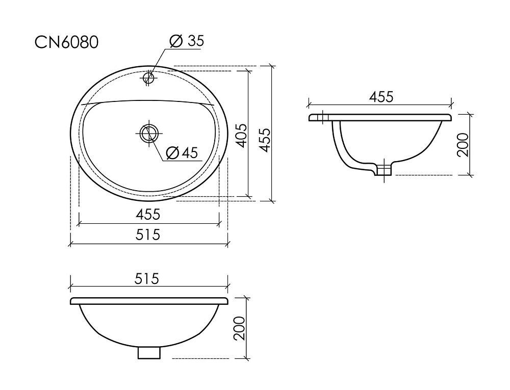 Раковина Ceramicanova Sun CN6080 ,белый