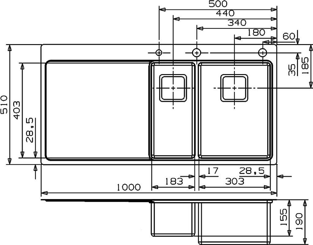 Мойка кухонная Reginox Nevada LUX OKG right L 18x30 сталь