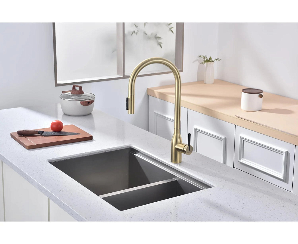 Смеситель для кухни Paulmark Universal Un213880-LG светлое золото