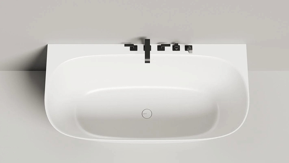 Ванна из искусственного камня Salini Sofia Wall S-Sense 160x80 см, пристенная, белая, овальная, с до