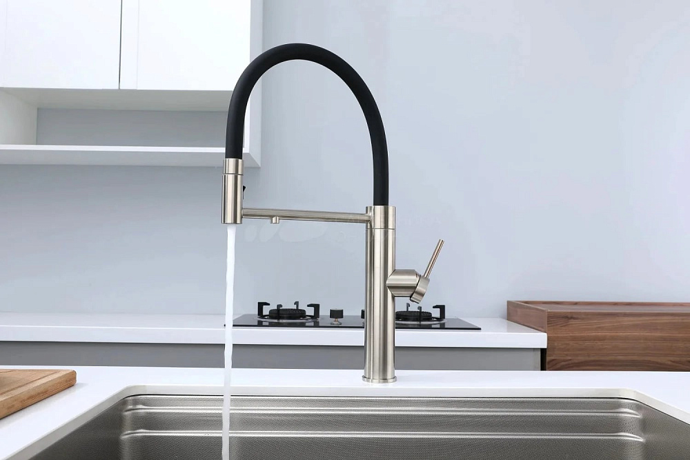 Смеситель для кухни Paulmark Ganymede Ga213199-BS с гибким изливом, брашированная сталь