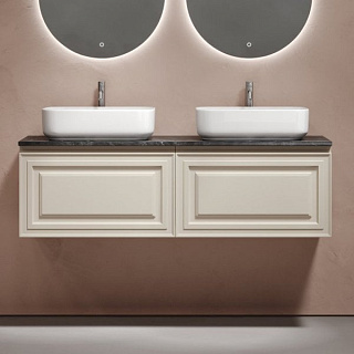 Тумба с раковиной Sancos Very 160 beige soft, столешница черный мрамор TT160A1X, раковина CN5043