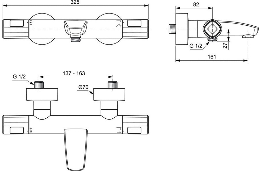 Комплект для ванной Ideal Standard CERATHERM T100 (3 в 1)