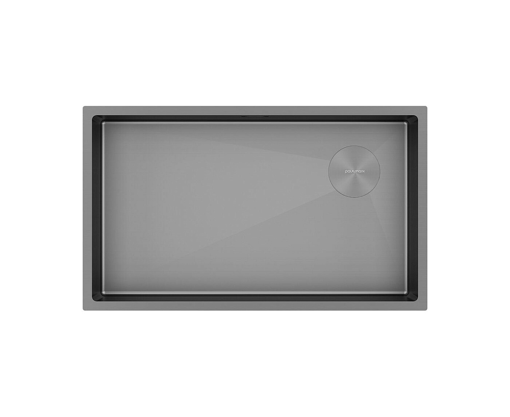 Мойка кухонная Paulmark Next-Skew 74 UNI, PM887444-GM-M вороненая сталь