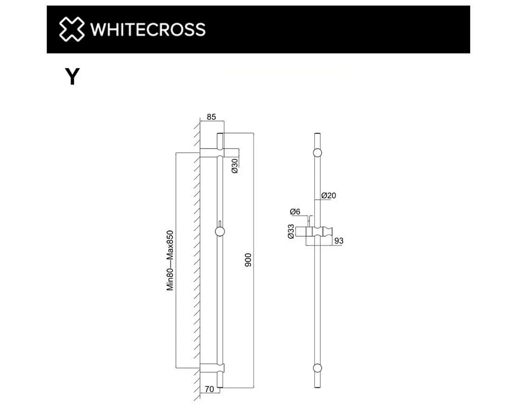 Душевая штанга WHITECROSS Y Y1020CPB брашированная медь